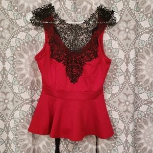 Womens red and black sleeveless dress top